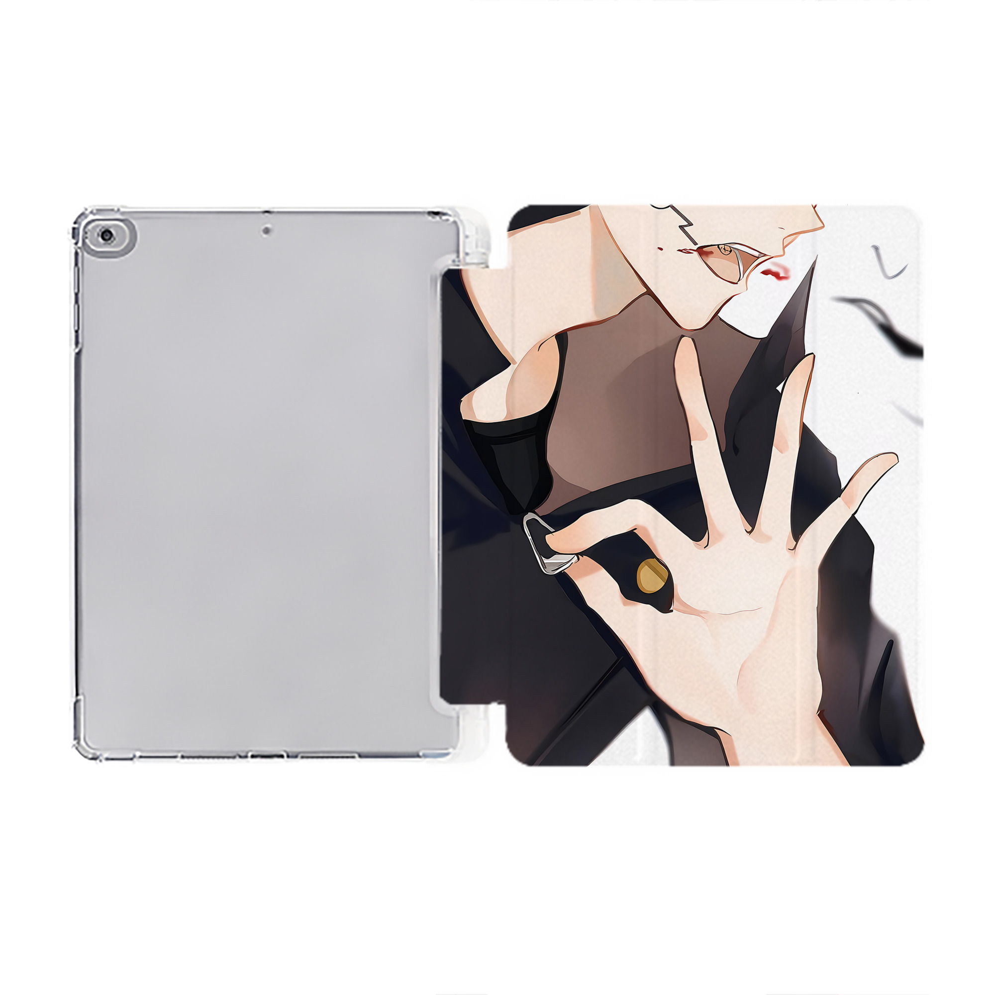 （画像用） 呪術廻戦 Jujutsu Kaisen IPad ケース ペン収納付き 三つ折りスタンド PUレザー×シリコン 対応機種9.5/10.5/10.9インチ